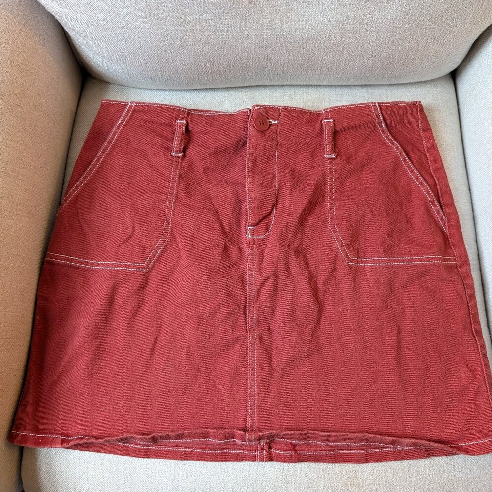 Rue 21‎ Denim Mini Skirt Red Burgundy Size XL